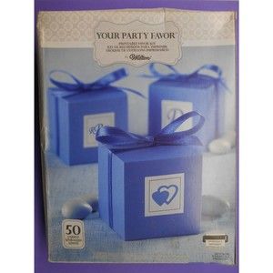Wilton 1006-1207 Blue Square Party Wedding Shower Birthday Favor Box Kit 50 Coun